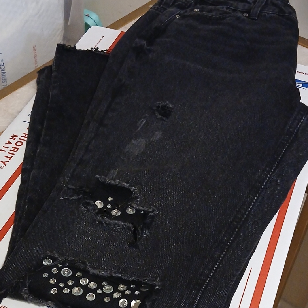 Indigo Rein Black Distressed Skinny Jeans